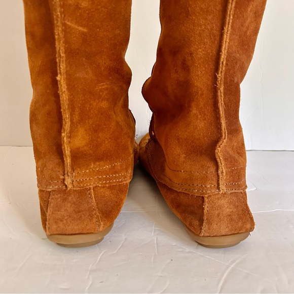 Minnetonka Suede Moccasins Lace-Up Fringe Knee High Boots Women’s size 8 - Picture 6 of 13